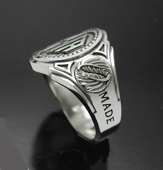 Monogram Cigar Band Mens Ring in Sterling Silver ~ Style 015 - ProLine Designs