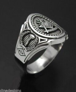 Past Master Masonic Ring in Sterling Silver ~ Cigar Band Style 018
