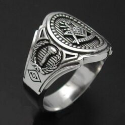 Past Master Masonic Ring in Sterling Silver ~ Cigar Band Style 018