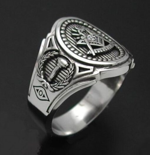Past Master Masonic Ring in Sterling Silver ~ Cigar Band Style 018