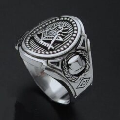 Past Master Masonic Ring in Sterling Silver ~ Cigar Band Style 018