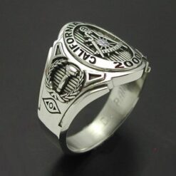 Past Master California Custom Bezel Ring in Sterling Silver ~ Cigar Band Style 018C