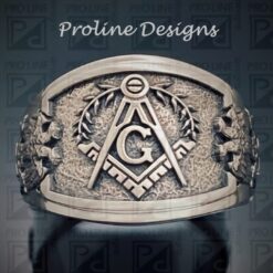 Scottish Rite Masonic Ring in Sterling Silver ~ Cigar Band Style 029, top view