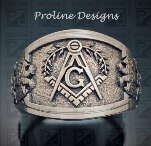 Scottish Rite Masonic Ring in Sterling Silver ~ Cigar Band Style 029, top view