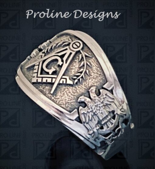 Scottish Rite Masonic Ring in Sterling Silver ~ Cigar Band Style 029