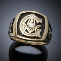 Scottish Rite Masonic Ring in Gold with 3mm Diamond ~ Style 020