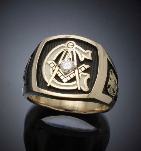 Gold with Diamond Scottish Rite Masonic Ring by ProLine Designs