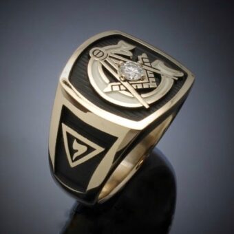 Scottish Rite Masonic Ring in Gold with 3mm Diamond ~ Style 020
