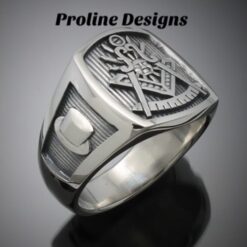 Past Master Masonic Ring in Sterling Silver with Oxidized Finish ~ Style 008O