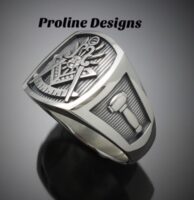 Past Master Masonic Ring in Sterling Silver with Oxidized Finish ~ Style 008O