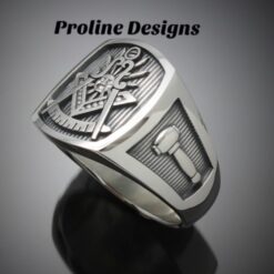 Past Master Masonic Ring in Sterling Silver with Oxidized Finish ~ Style 008O