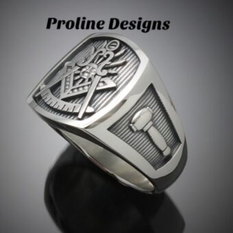 Past Master Masonic Ring in Sterling Silver with Oxidized Finish ~ Style 008O