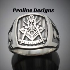 Past Master Masonic Ring in Sterling Silver with Oxidized Finish ~ Style 008O