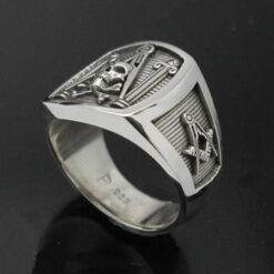 Masonic Skull and Pillar Ring in Sterling Silver ~ Style 013a