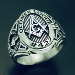Custom Bezel Masonic Ring in Sterling Silver ~ Style 011CB