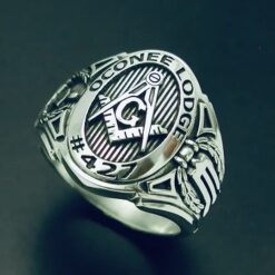 Custom Bezel Masonic Ring in Sterling Silver ~ Style 011CB
