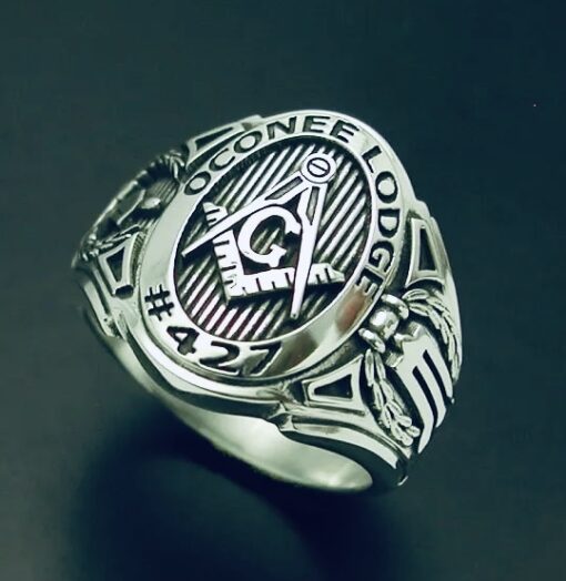 Custom Bezel Masonic Ring in Sterling Silver ~ Style 011CB