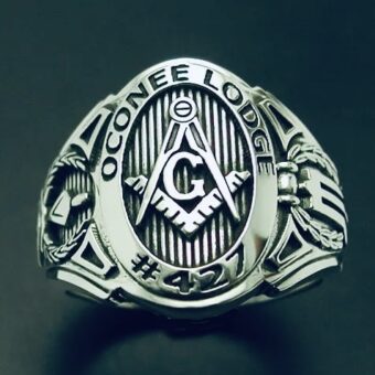 Custom Bezel Masonic Ring in Sterling Silver ~ Style 011CB