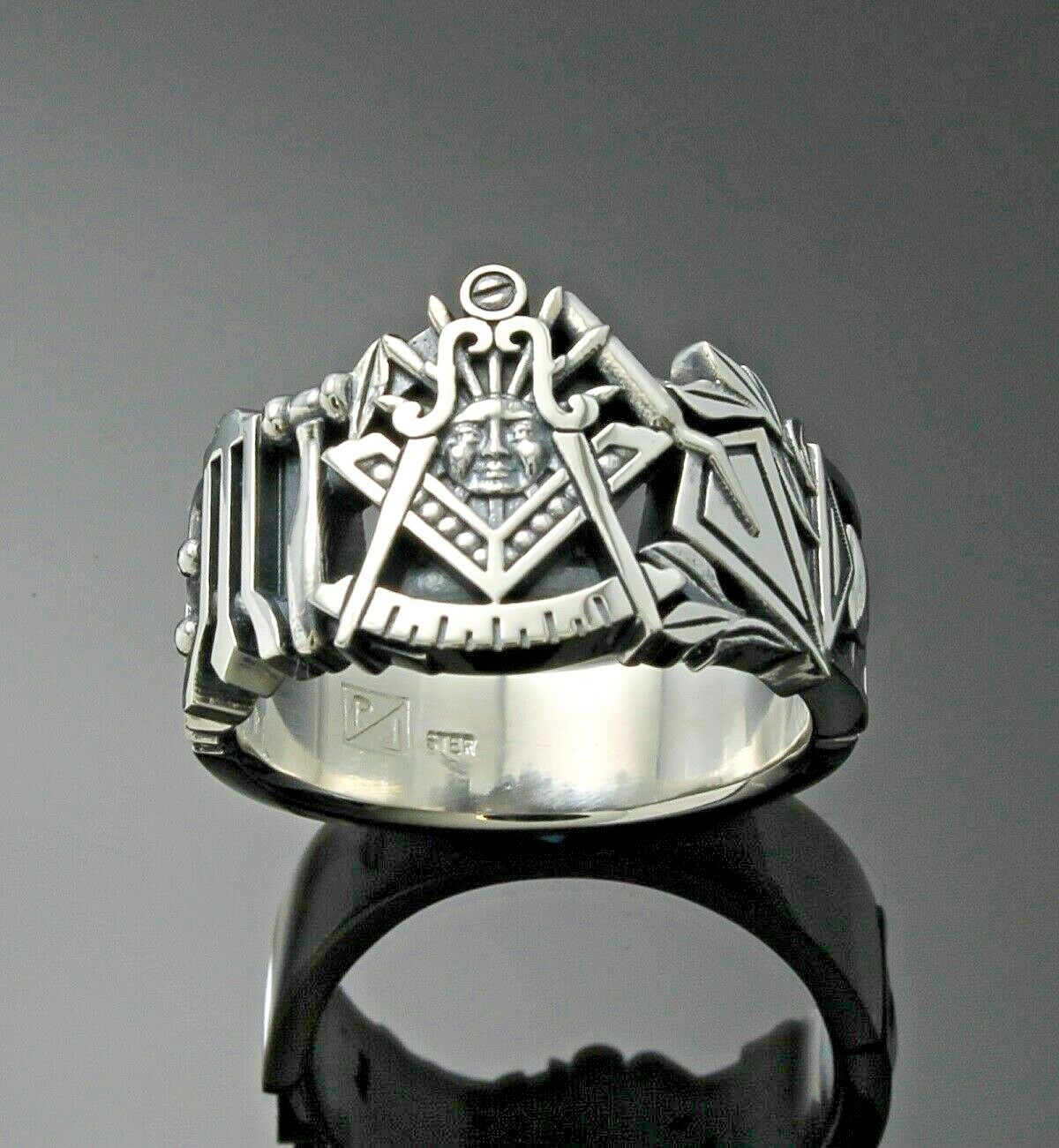 Silver Gold Masonic Freemason Mason Past Master Ring 