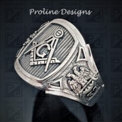Masonic Scottish Rite Ring for Men in Sterling Silver ~ Cigar Band Style 026s