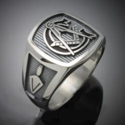 Masonic Ring in Sterling Silver with Black G~ Style 003OB1