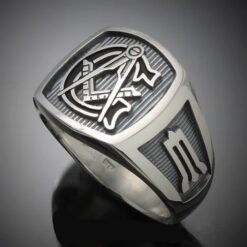 Masonic Ring in Sterling Silver with Black G~ Style 003OB1