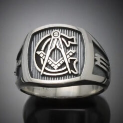 Masonic Ring in Sterling Silver with Black G~ Style 003OB1