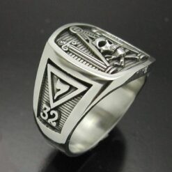 Skull and Pillar Masonic Ring in Sterling Silver ~ Style 012a