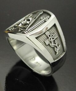 Skull and Pillar Masonic Ring in Sterling Silver ~ Style 012a