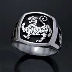 Shotokan Tiger Karate Ring in Sterling Silver ~ Style 016