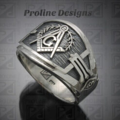 Masonic Blue Lodge Ring in Sterling Silver ~ Cigar Band Style 027a side detail