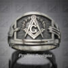 Masonic Blue Lodge Ring in Sterling Silver ~ Cigar Band Style 027a