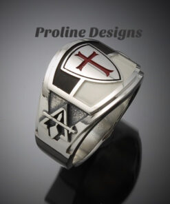 Knights Templar Masonic Ring in Sterling Silver ~ Cigar Band Style 035