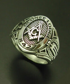 Custom Bezel Masonic Ring in Sterling Silver ~ Cigar Band Style 011CB