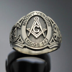 Customized Scottish Rite Masonic ring in Sterling Silver ~ Cigar Band Style 025C