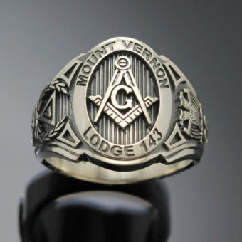 Customized Scottish Rite Masonic ring in Sterling Silver ~ Cigar Band Style 025C