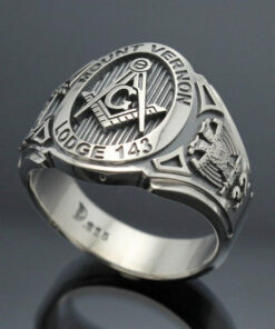 Customized Scottish Rite Masonic ring in Sterling Silver ~ Cigar Band Style 025C
