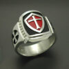 Knights Templar Masonic Cross ring in Sterling Silver With Red Shield ~ Style 014