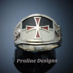 Knights Templar Masonic Ring in Sterling Silver ~ Cigar Band Style 035a