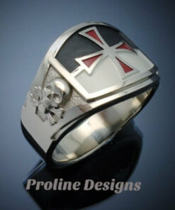 Knights Templar Masonic Ring in Sterling Silver ~ Cigar Band Style 035a