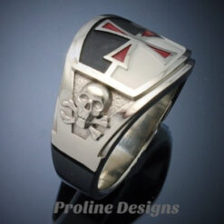 Knights Templar Masonic Ring in Sterling Silver ~ Cigar Band Style 035a