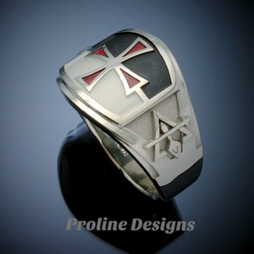 Knights Templar Masonic Ring in Sterling Silver ~ Cigar Band Style 035a ...