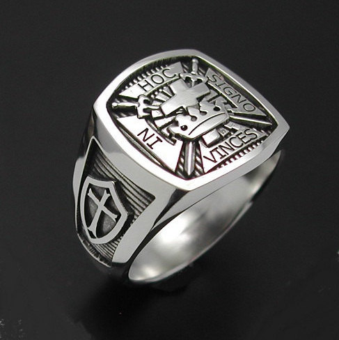 Knights Templar Quality Men’s Ring Masonic Steel Alloy UK Size W 