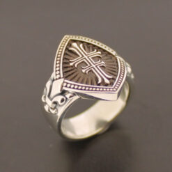 Double Cross Ring in Sterling Silver bronze background