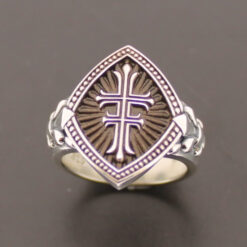 Double Cross Ring in Sterling Silver bronze background