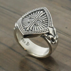 Double Cross Ring in Sterling Silver with oxidized finish