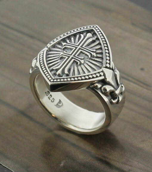 Double Cross Ring in Sterling Silver with oxidized finish