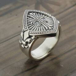 Double Cross Ring in Sterling Silver with oxidized finish