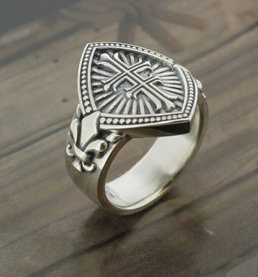 Double Cross Ring in Sterling Silver with oxidized finish