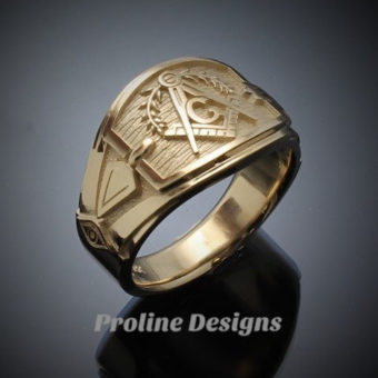 Masonic Ring in Solid Gold with Black G ~ Style 003BLKG - ProLine Designs